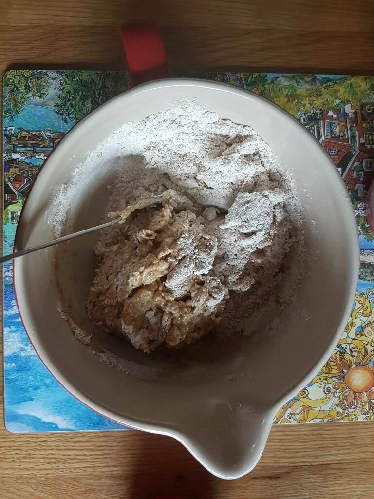 spelt flour bread mixing ingredients